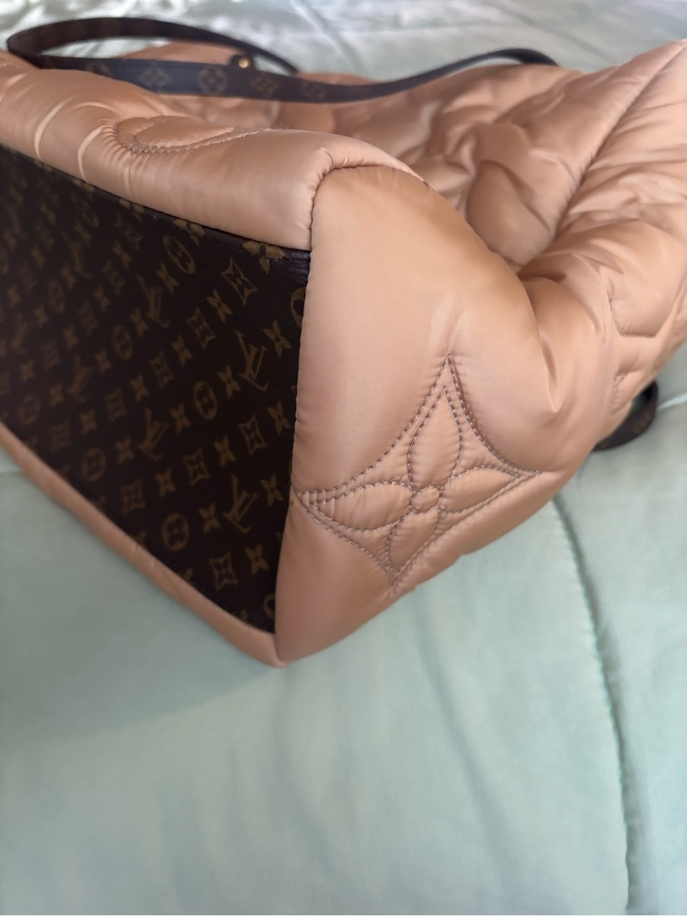 Louis Vuitton Quilted Beige Monogram Canvas-Trim Tote - Picture 5 of 8